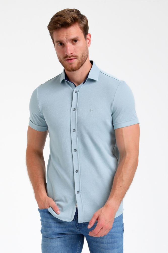 OVERHEMD MET STRUCTUUR 335532 4001 bright blue